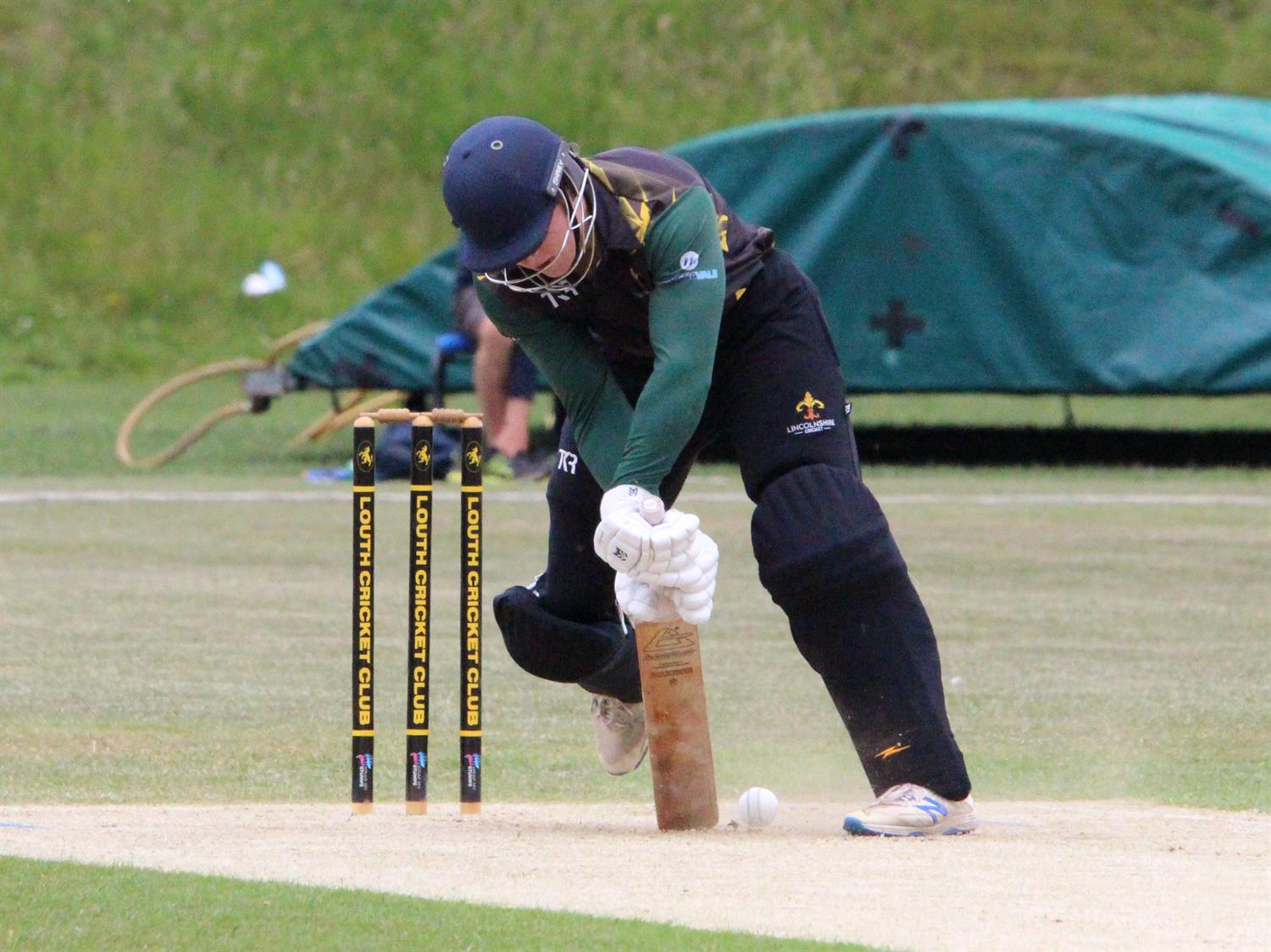 Lincolnshire v Hertfordshire, NCCA T20 Group 2 match, held at Louth CC on 31/05/2026 .
Freddie Gosnell batting for Lincolnshire does well to keep a yorker out.
