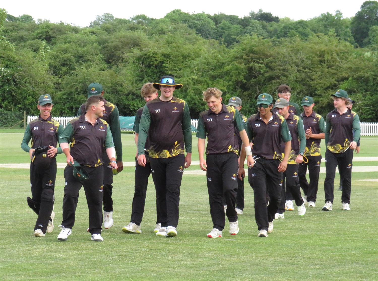 Lincolnshire v Hertfordshire, NCCA T20 Group 2 match, held at Louth CC on 31/05/2026 .
A happy Lincolnshire Team leave the field at the end of play.