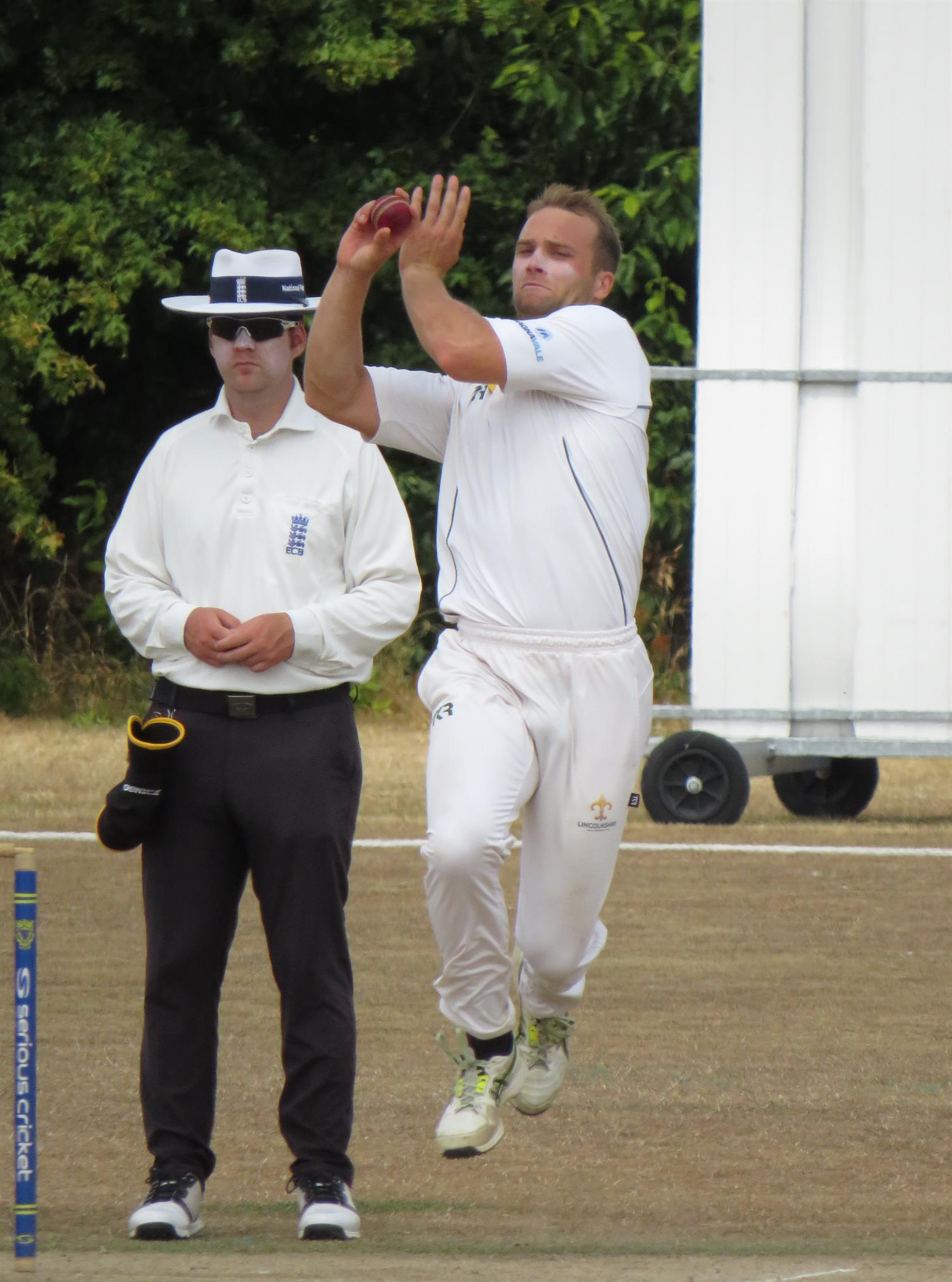 Bedfordshire v Lincolnshire, NCCA Cluberly Eastern Div 2 match, held at Dunstable Town Cricket Club on 02/08/2026 .
Ben Wright bowling for Lincolnshire C.C.C.
12 overs, 4maidens, 1 wicket for 25 runs.