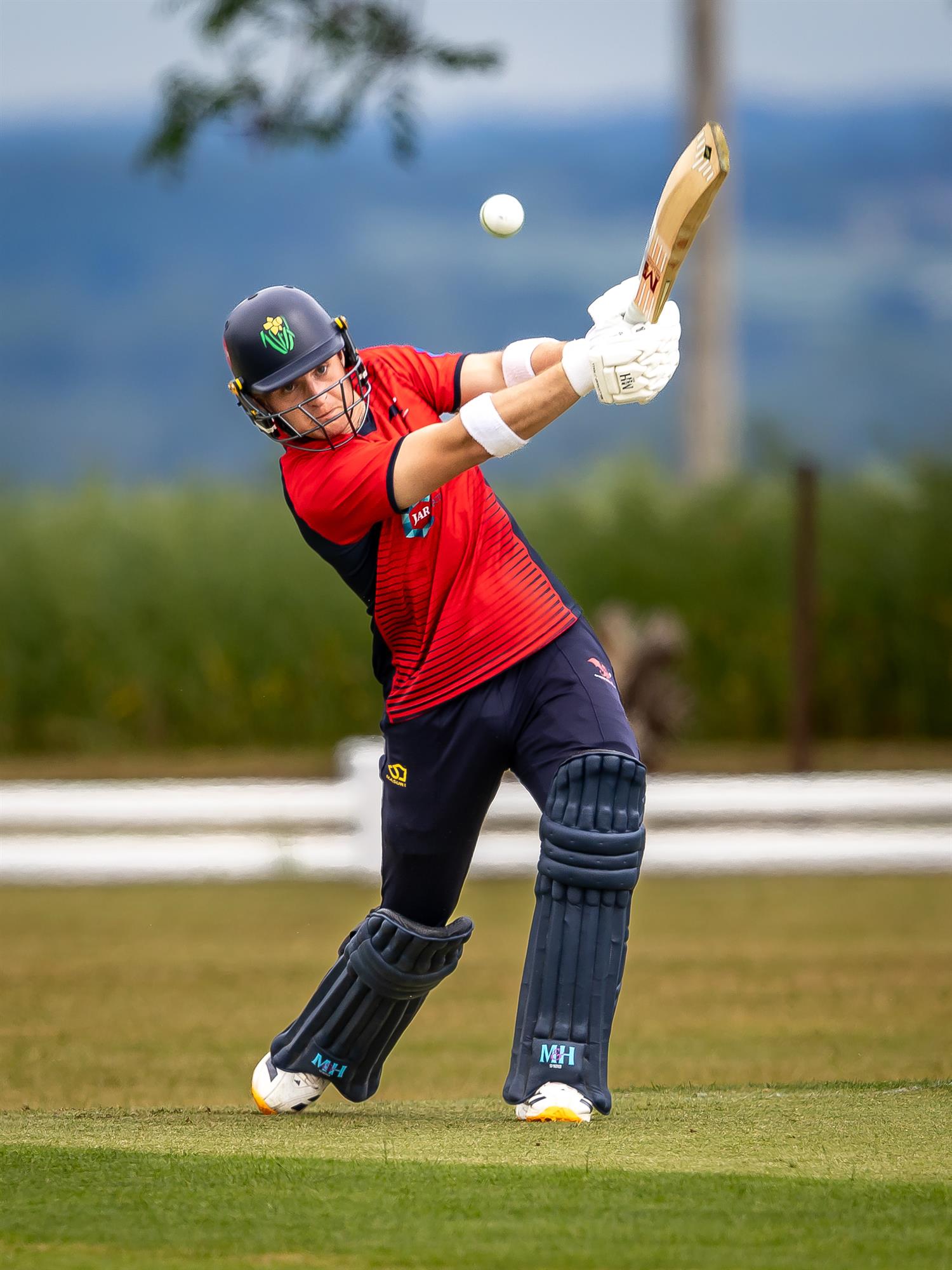 Wales NC's Alex Horton batting in the first of two NCCA Dojo T20 matches against Oxfordshire at Challow & Childrey Cricket Club on May 31st, 2026.