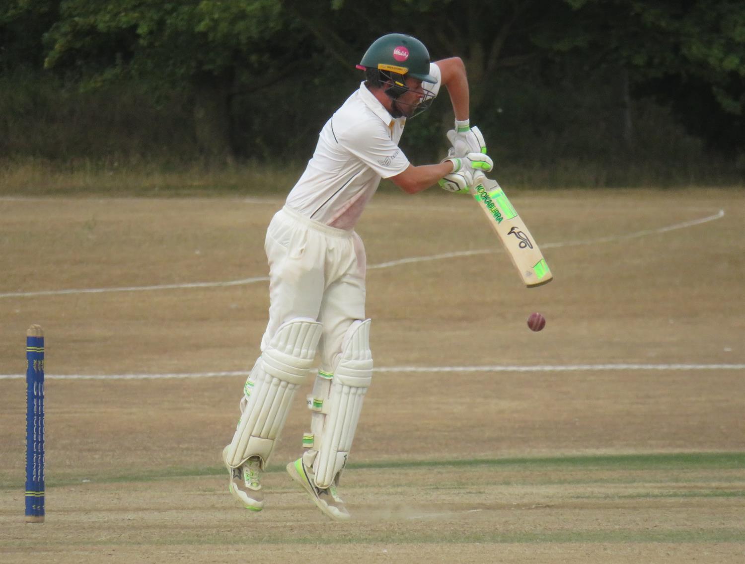 Bedfordshire v Lincolnshire, NCCA Cluberly Eastern Div 2 match, held at Dunstable Town Cricket Club on 02/08/2026 .
Sam Evans plays to the leg side batting for Lincolnshire.
