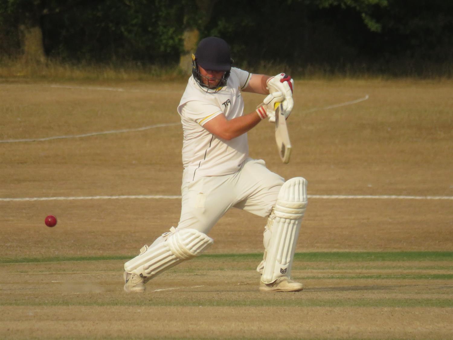 Bedfordshire v Lincolnshire, NCCA Cluberly Eastern Div 2 match, held at Dunstable Town Cricket Club on 02/08/2026 .
Nic Keast plays square of the wicket on the off side batting for Lincolnshire.