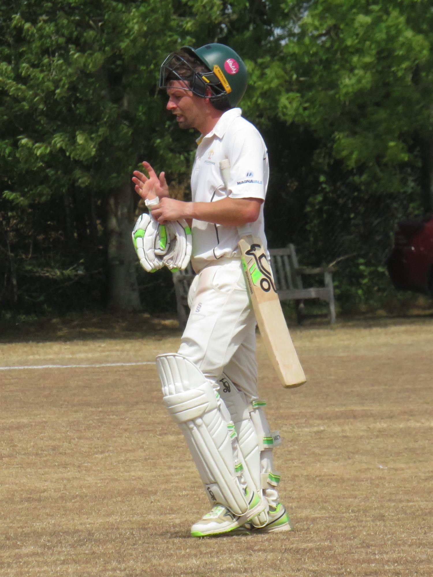Bedfordshire v Lincolnshire, NCCA Cluberly Eastern Div 2 match, held at Dunstable Town Cricket Club on 02/08/2026 .
Sam Evans of Lincolnshire, finally dismissed for a fine 154 runs.