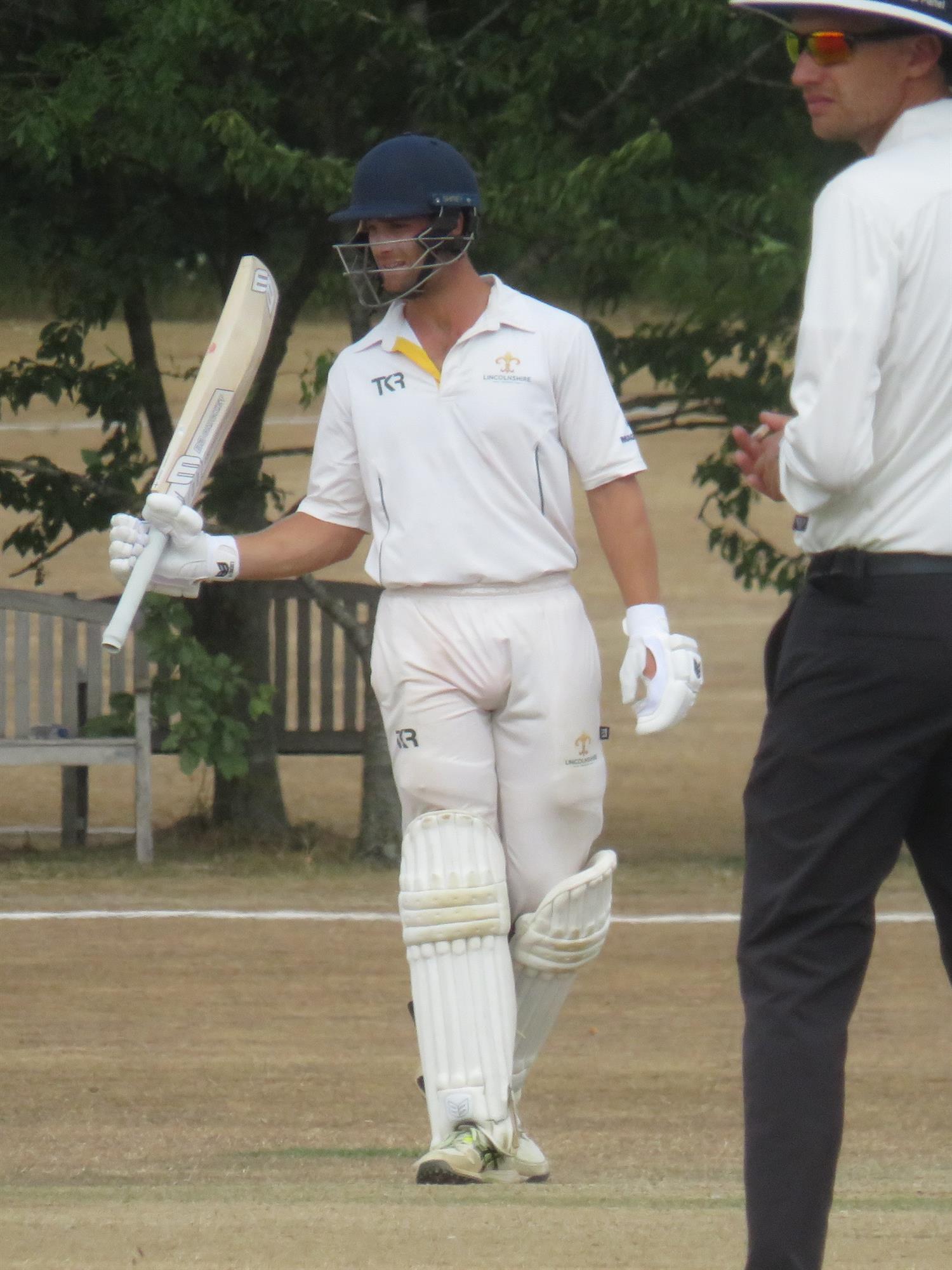 Bedfordshire v Lincolnshire, NCCA Cluberly Eastern Div 2 match, held at Dunstable Town Cricket Club on 02/08/2026 .
Ben Wright of Lincolnshire C.C.C. reaches his half century from 54 balls.