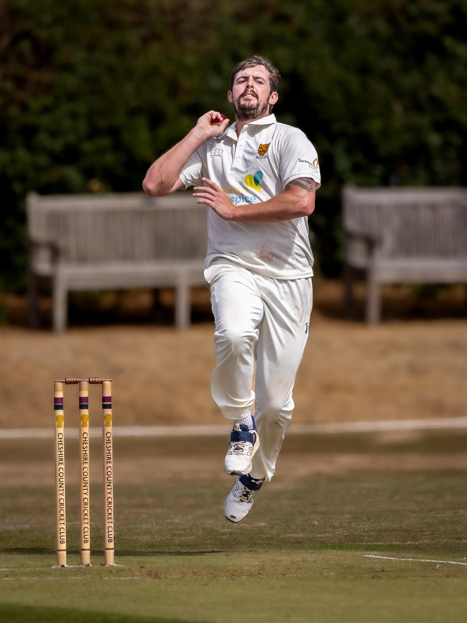 Shropshire's Roman Walker took 7-41 from 20 overs on the first day of the NCCA Cluberly Championship match against Cheshire held at Nantwich Cricket Club from August 2nd–4th, 2026.
