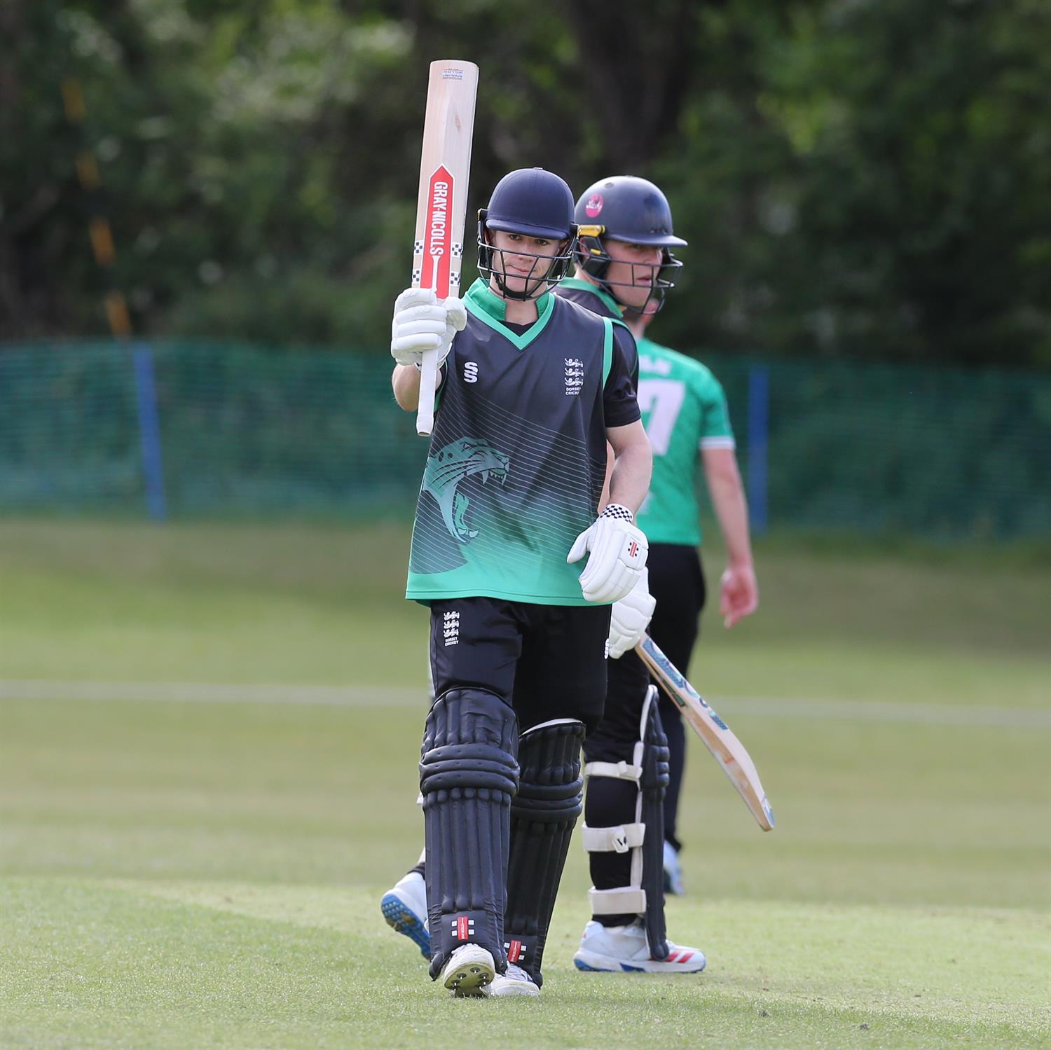 Dorset opener Dylan Church celebrates his half century on his way to scoring 78 against Buckinghamshire in the NCCA Trophy Group 4 match, held at Tring Park CC on 10/05/2026 .