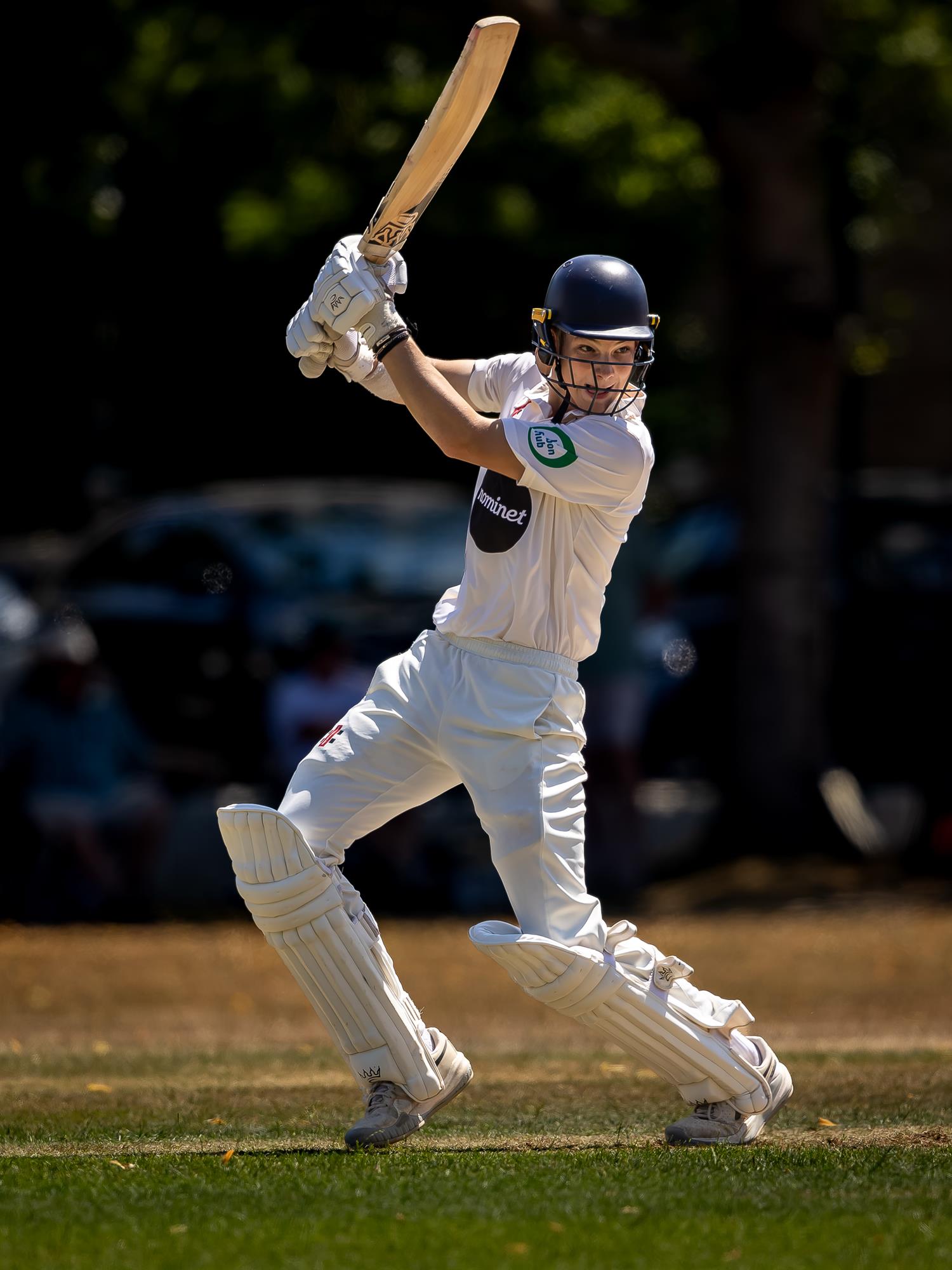 Evan Cowley batting for Oxfordshire on the first day of the NCCA Cluberly Championship match against Berkshire held at Falkland Cricket Club from July 12th–14th, 2026. 