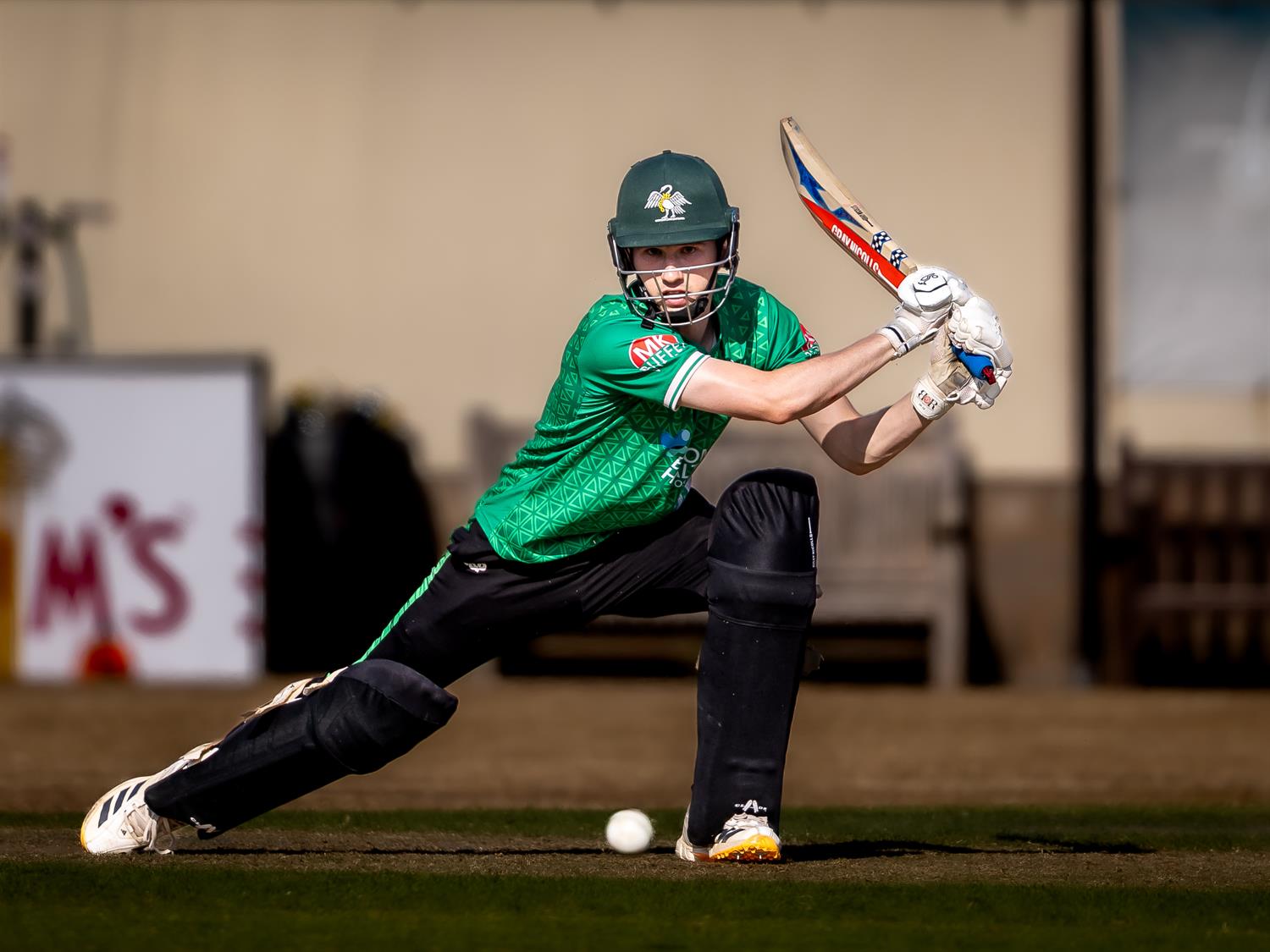 Charlie Oldershaw batting for Buckinghamshire in the NCCA Dojo T20 Super 12s Final against Devon at Exeter Cricket Club on August 9th, 2026. 