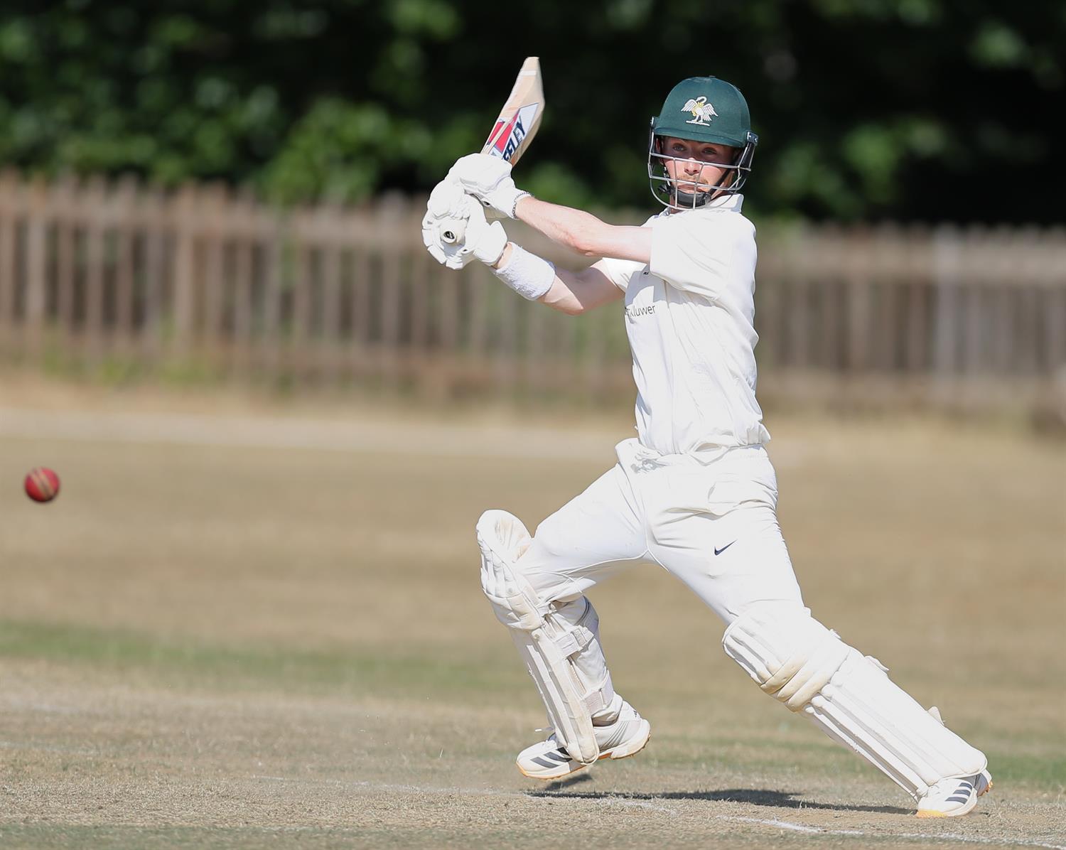Bertie Foreman in action as he recorded back-to-back half centuries for Buckinghamshire against Staffordshire in the NCCA Cluberly Eastern Div 1 match, held at Chesham CC on 12/07/2026 .