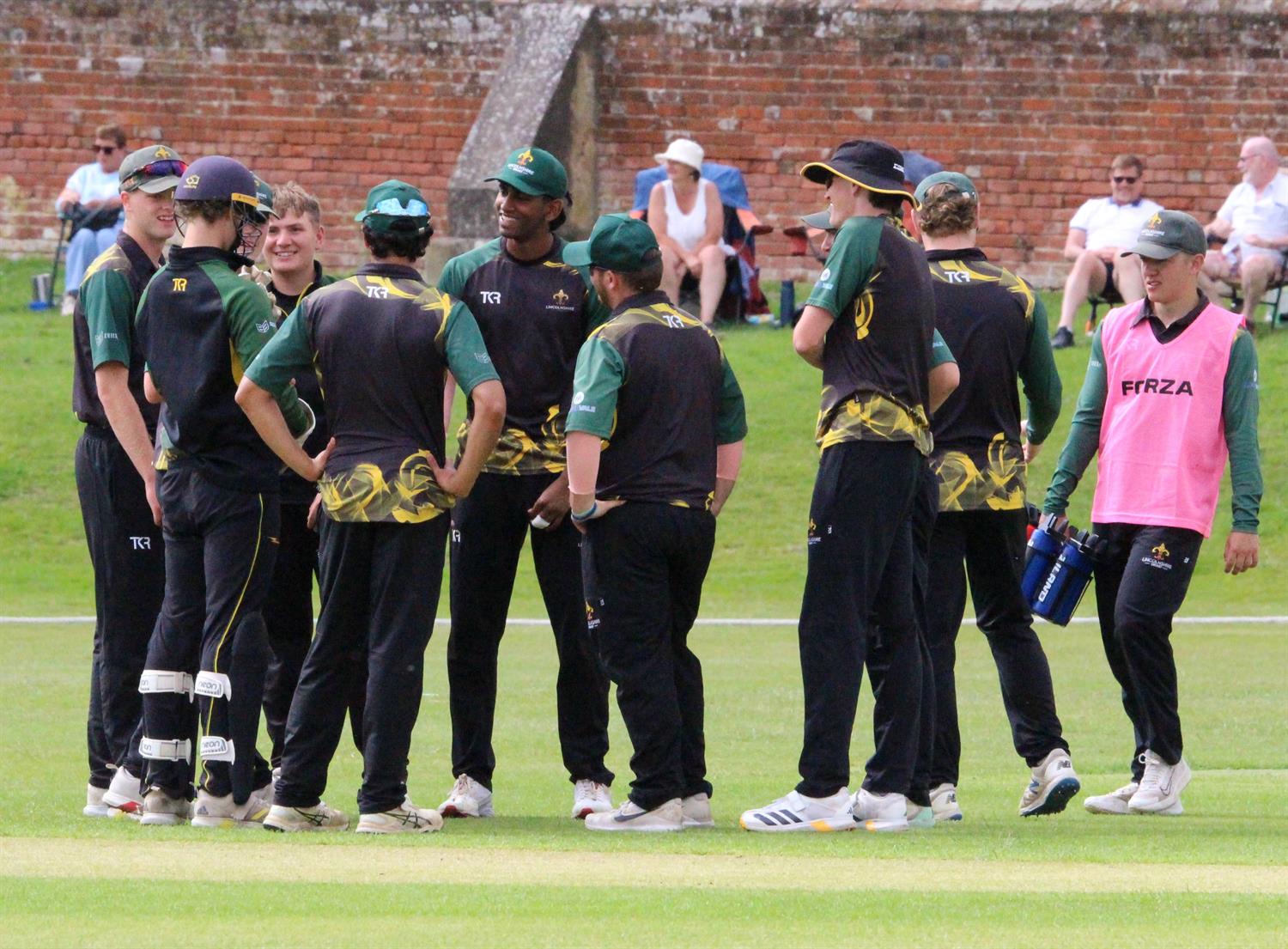 Suffolk v Lincolnshire, NCCA T20 Group 2 match, held at Friars Road, Hadleigh on 14/06/2026 .
It's all smiles from the Lincolnshire team at the fall of a Suffolk wicket.