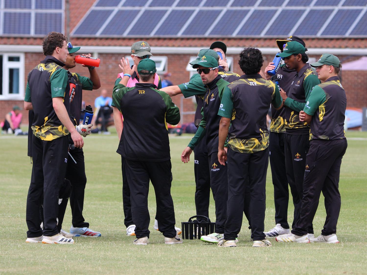 Lincolnshire v Cambridgeshire, NCCA T20 Group 2 match, held at Barton Town CC on 21/06/2026 .
A much needed drinks break for the Lincolnshire team.