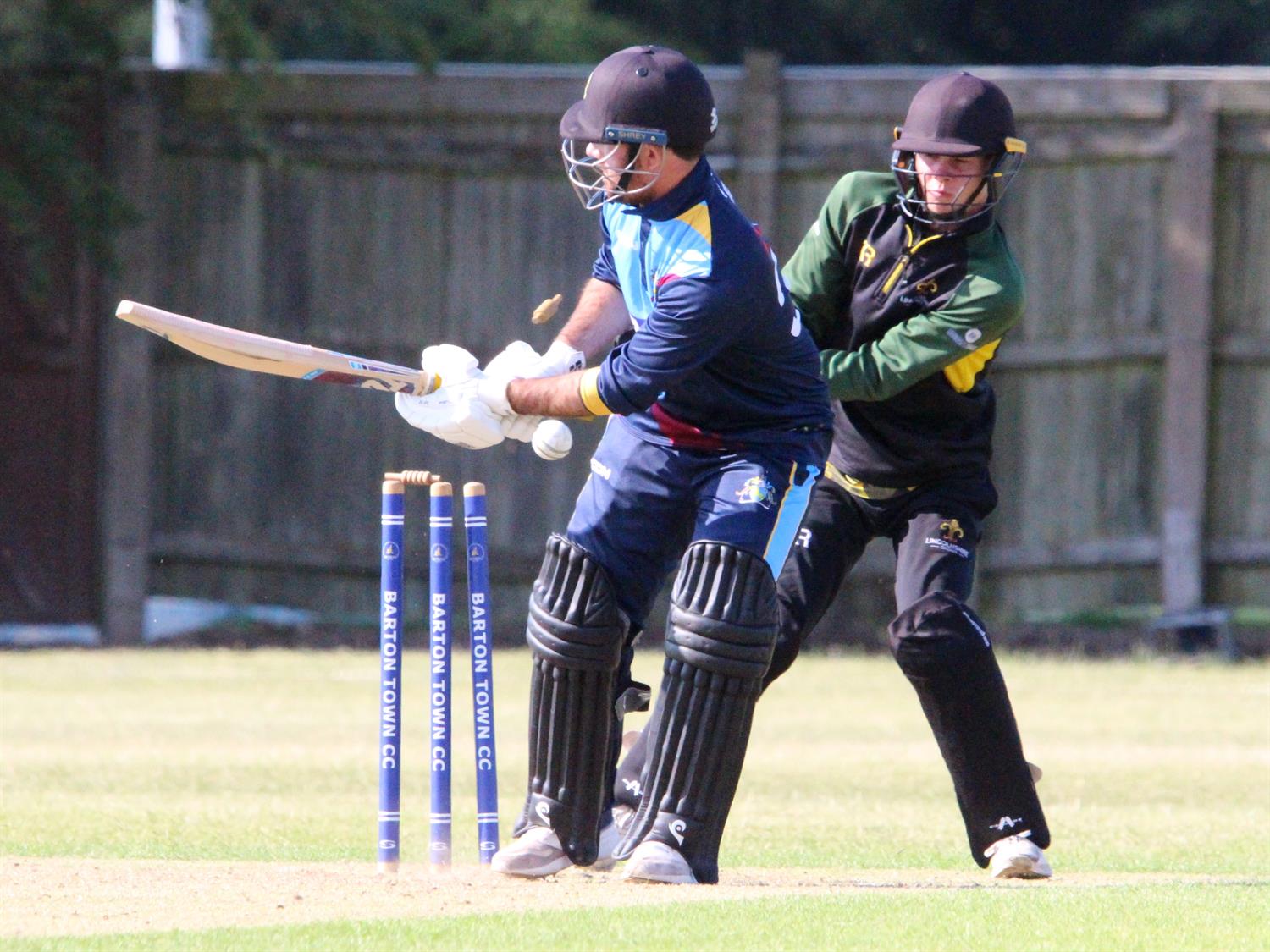 Lincolnshire v Cambridgeshire, NCCA T20 Group 2 match, held at Barton Town CC on 21/06/2026 .
J.W. Tetley of Cambridgeshire is bowled by Amartya Kaul. Wicket keeper for Lincolnshire, Finn Brookes looks on.