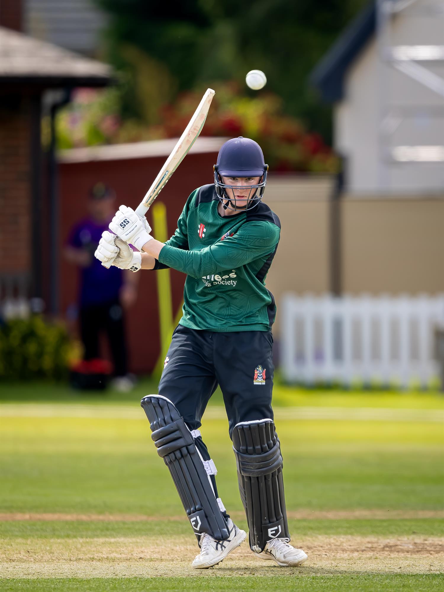 Tom Fraine was Cumbria's top scorer with 97 runs from 52 balls in the second of two NCCA Dojo T20 matches against Cheshire at Nantwich Cricket Club on June 21st, 2026. 