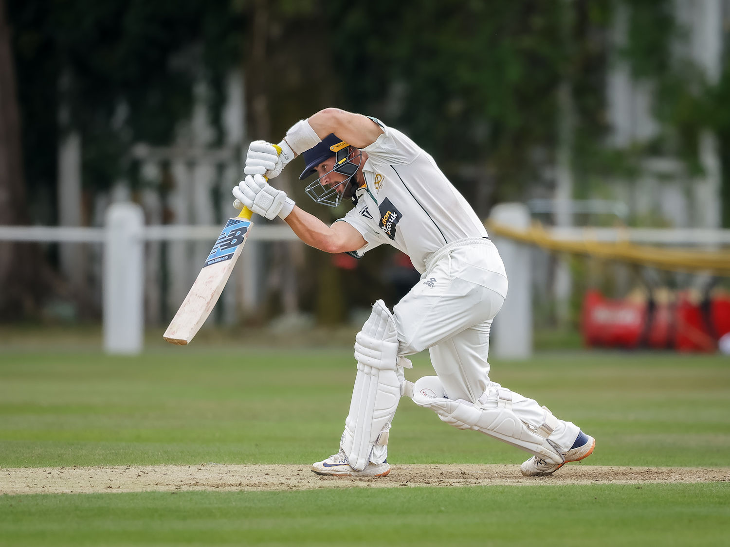 Staffordshire's Tom Moulton batting on the second day of the Durant Cricket National Counties Championship Final against Berkshire at West Bromwich Dartmouth Cricket Club on September 2nd, 2024.