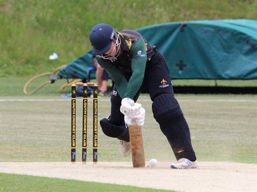 Lincolnshire v Hertfordshire, NCCA T20 Group 2 match, held at Louth CC on 31/05/2026 .
Freddie Gosnell batting for Lincolnshire does well to keep a yorker out.