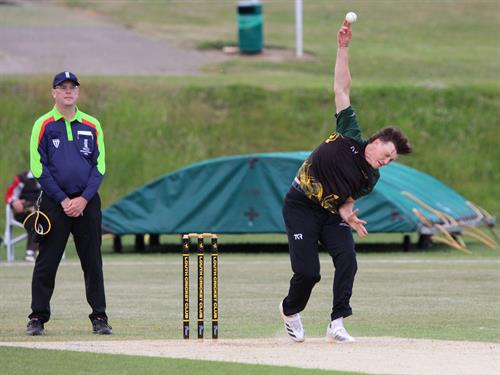 Lincolnshire v Hertfordshire, NCCA T20 Group 2 match, held at Louth CC on 31/05/2026 .
Tom Shephard bowling for Lincolnshire C.C.C.
