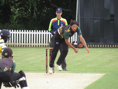 Lincolnshire v Hertfordshire, NCCA T20 Group 2 match, held at Louth CC on 31/05/2026 .
Amartya Kaul of Lincolnshire bowling.