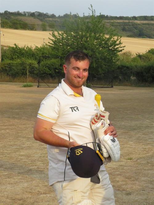Bedfordshire v Lincolnshire, NCCA Cluberly Eastern Div 2 match, held at Dunstable Town Cricket Club on 02/08/2026 . 
Lincolnshire Captain Nic Keast looking a happy man at close of play on the first day. Undefeated on 67 runs and with the team in a commanding position in the match.