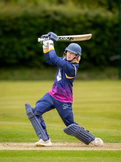 Oxfordshire's Freddie Smith scored 79 from 84 balls in the NCCA NV Play Trophy Quarter Final against Wiltshire at Warminster Cricket Club on June 7th, 2026.