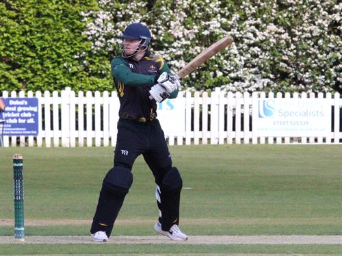 Lincolnshire v Norfolk, NCCA Trophy Group 2 match, held at Woodhall Spa on 10/05/2026 .
Freddie Gosnell batting for Lincolnshire C.C.C. v Norfolk C.C.C.