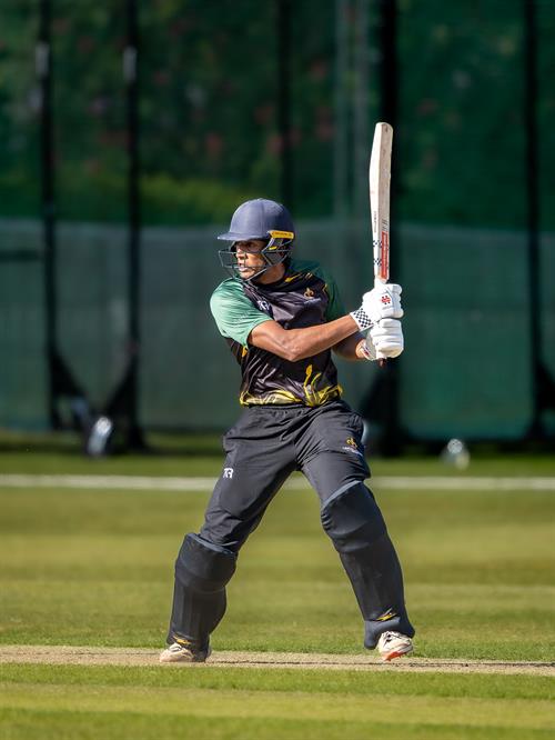Pranav Pothula reached his half century for Lincolnshire from 54 balls in the NCCA NV Play Trophy match against Norfolk at Woodhall Spa Cricket Club on May 10th, 2026. 
