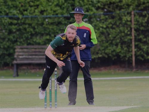 Lincolnshire v Norfolk, NCCA Trophy Group 2 match, held at Woodhall Spa on 10/05/2026 .
George Drewery bowling for Lincolnshire.