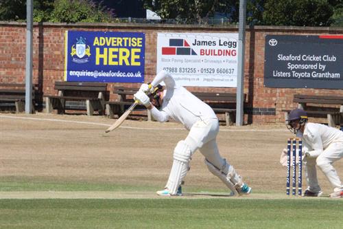 Lincolnshire v Norfolk, NCCA Cluberly Eastern Div 2 match, held at SLEAFORD C C  on 12/07/2026 .
Jordan Cook of Lincolnshire reaches his fifty.