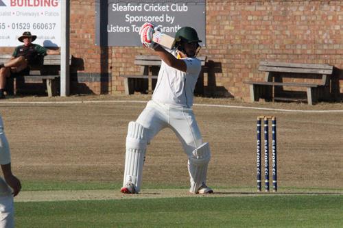 Lincolnshire v Norfolk, NCCA Cluberly Eastern Div 2 match, held at SLEAFORD C C  on 12/07/2026 .
Off the mark, Lincolncolnshire batsman James Laud scores his first Championship run on his three day debut.