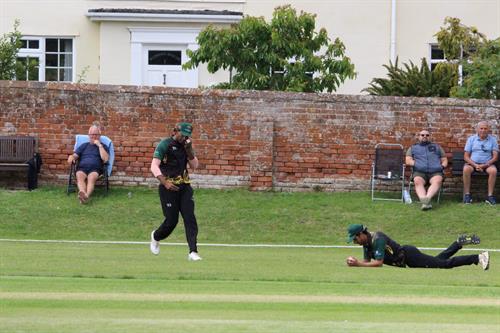 Suffolk v Lincolnshire, NCCA T20 Group 2 match, held at Friars Road, Hadleigh on 14/06/2026 .
Amartya Kaul of Lincolnshire takes a diving catch in the deep field.