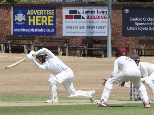 Lincolnshire v Norfolk, NCCA Cluberly Eastern Div 2 match, held at SLEAFORD C C  on 12/07/2026 .
Tom Keast of Lincolnshire cover driving.