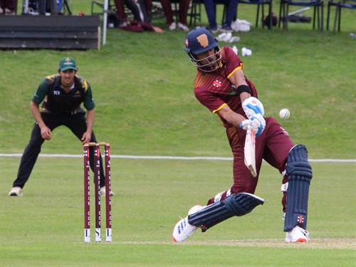 Suffolk v Lincolnshire, NCCA T20 Group 2 match, held at Friars Road, Hadleigh on 14/06/2026 .
Feroze Khushi of Suffolk batting, 108 not out from 62 balls.
