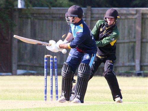 Lincolnshire v Cambridgeshire, NCCA T20 Group 2 match, held at Barton Town CC on 21/06/2026 .
J.W. Tetley of Cambridgeshire is bowled by Amartya Kaul. Wicket keeper for Lincolnshire, Finn Brookes looks on.