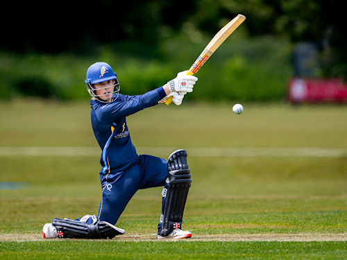 Devon's Adam Small batting in the first of two NCCA T20 matches against Wiltshire at South Wilts Cricket Club onJune 8th, 2025.