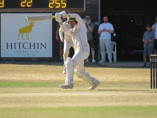 Hertfordshire v Lincolnshire, NCCA Cluberly Eastern Div 2 match, held at Lucas Lane on 26/07/2026 .
Tom Keast plays elegantly through the covers in the Lincolnshire second innings.