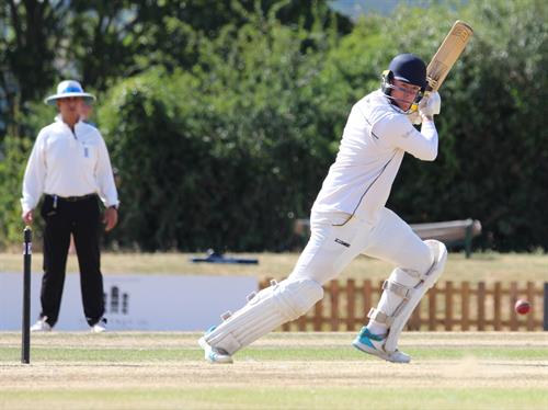 Hertfordshire v Lincolnshire, NCCA Cluberly Eastern Div 2 match, held at Lucas Lane on 26/07/2026 .
Jordan Cook plays square off the wicket on the off side in the Lincolnshire first innings.