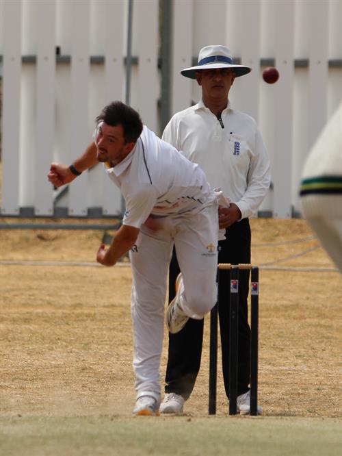 Hertfordshire v Lincolnshire, NCCA Cluberly Eastern Div 2 match, held at Lucas Lane on 26/07/2026 .
Mark Footitt still bowling hostile long spells for Lincolnshire C.C.C.