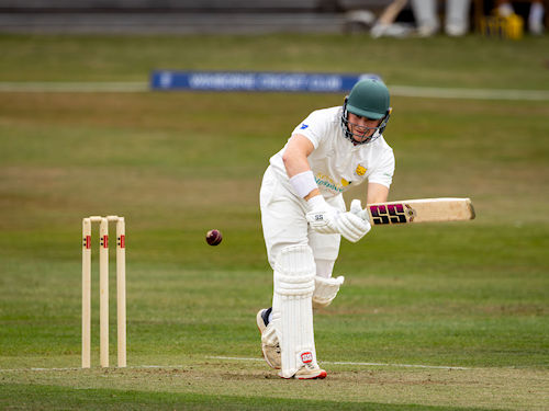 Shropshire's Harry Chandler batting on the first day of the NCCA Cluberly Championship match against Dorset at Wimborne Cricket Club on July 27th, 2025.