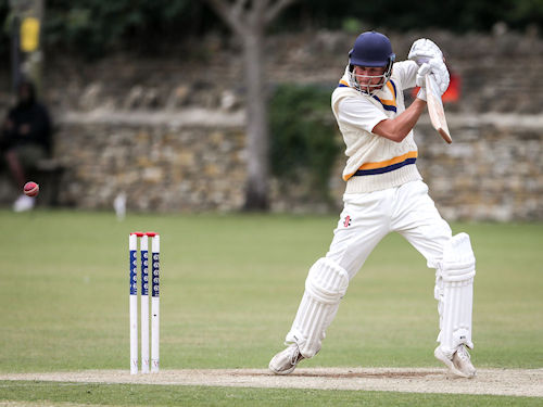 Ben Lees batting for Shropshire on the second day of the NCCA Championship match against Wiltshire played at Corsham Cricket Club on July 4th, 2022.