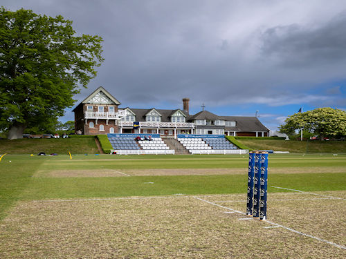 Marlborough College pavilion ahead of the NCCA Trophy match between Wiltshire and Cheshire on 4th May, 2025.